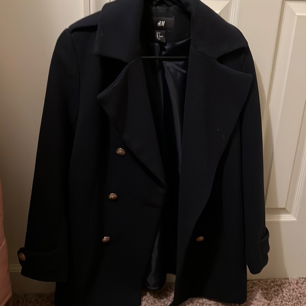 H&M navy lapel coat size 4